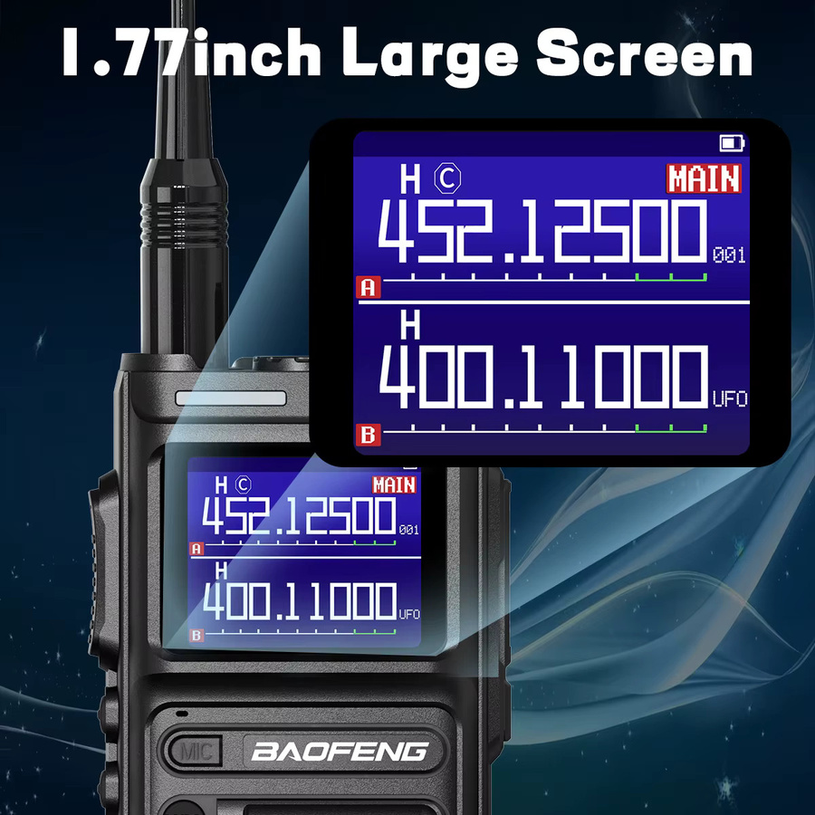 Baofeng UV-26 Walkie Talkie in Schwarz mit 10 W, Multiband AM/FM, 999 Kanälen und USB-C Anschluss - Bild 3