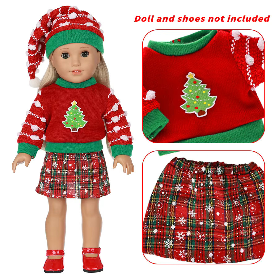 dearbei Weihnachtskleidungsset, Zubehör, 16-18 Zoll, Rot - Bild 4