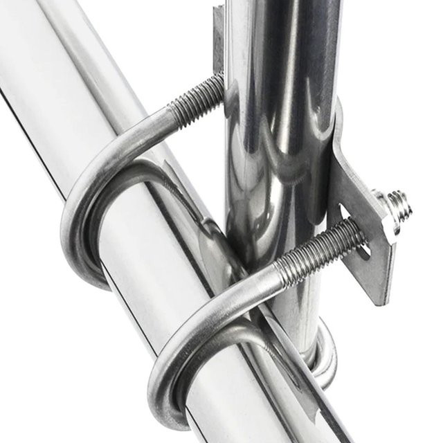 Verzinkte Doppel-U-Kreuzschraube als Gerüstklemme und Rohrklammer in Silber, M8 - Bild 1