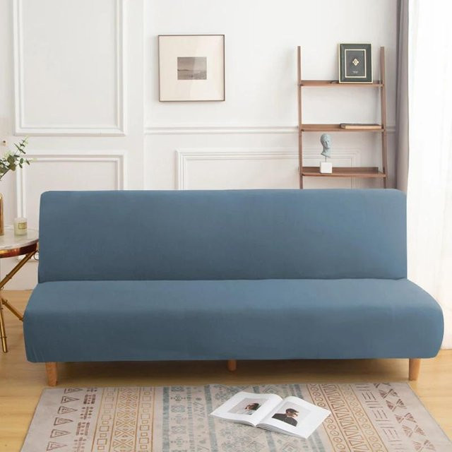 Stretch Futonbezug für armlose Sofas und faltbare Sofabetten, blau, Größe M: 155-185 cm - Bild 1