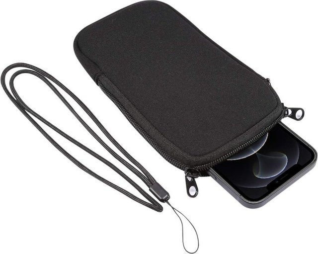 Wasserdichte Neopren-Handytasche mit Trageband in Rot und Schwarz, stoßfeste Aufbewahrungstasche für Handy, Schlüssel und Ohrhörer - Bild 1