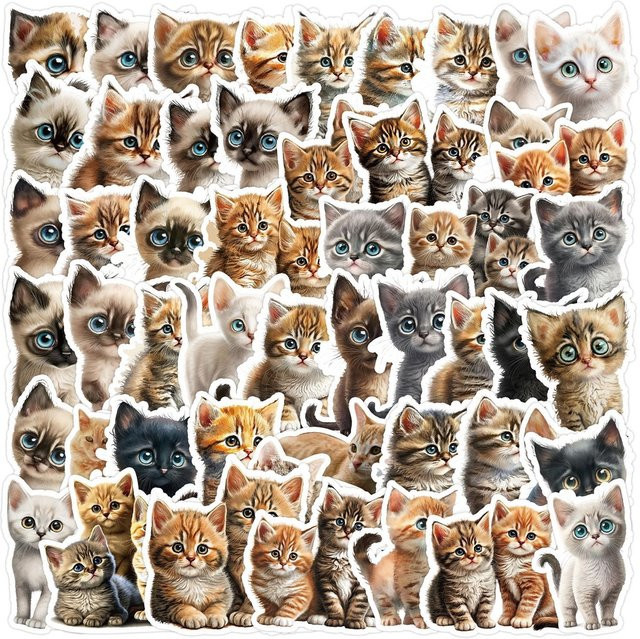 50 Stück Wasserdichte Graffiti Aufkleber mit Katzen-Motiv in Multicolour von BulingBulingStickers Shop - Bild 1