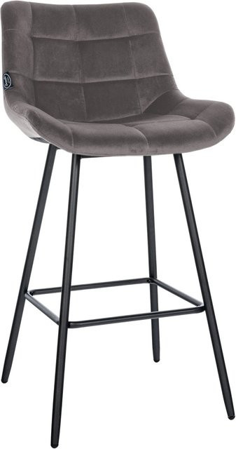 DELUKE Barhocker VISEN Barstuhl mit Lehne aus Samt in Grau, B/T/H: 49 x 56 x 104 cm - Bild 1