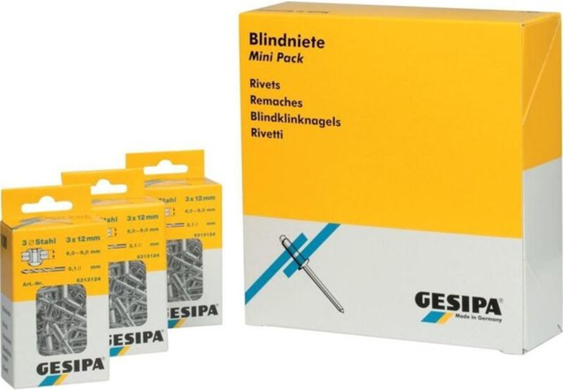 Gesipa Blindniete aus Stahl und Aluminium in Silber, Durchmesser: 3 mm, Länge: 12 mm, 100 Stück - Bild 2