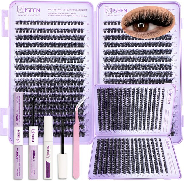 ISEEN Wimpernverlängerungsset, D-Curl, gemischte Längen, Unisex - Bild 1