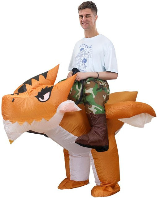 Aufblasbares Kostüm Horned Dragon, orange, Erwachsener, 150-190cm - Bild 1