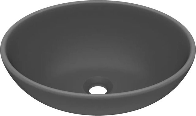 vidaXL Aufsatzwaschbecken Oval aus Keramik in Dunkelgrau Matt, B: 40 cm, T: 33 cm, H: 13,5 cm - Bild 1