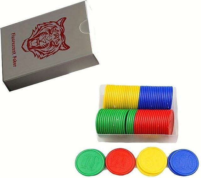 SZ-Damai Kartenspiel und Chips, fluoreszierend, wasserdicht, 2-teiliges Set, Grau - Bild 1