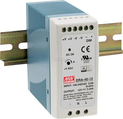 Mean Well DRA-40-24 Hutschienen-Netzteil 24 V/DC 1.7A 40.8W mit 1 Ausgang - Bild 1