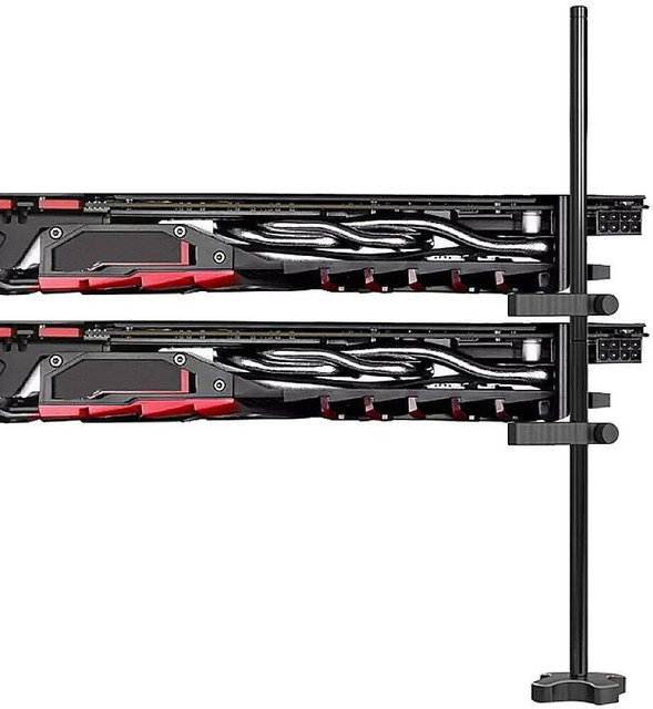 Meterk GM962 Aluminium vertikaler Grafikkartenhalter mit doppelter Unterstützung für Desktop PC Gehäuse, Schwarz - Bild 1