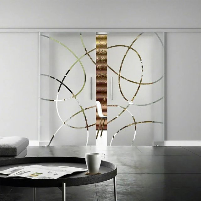 Levidor Doppelglasschiebetür Komplettset aus Aluminium und Glas in Silber, B/H: 77,5 x 205 cm (2 Stück) - Bild 1