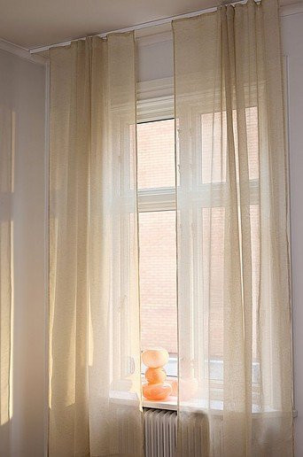 Jotex LIZZIE Vorhang im 2er-Pack mit Leinenstruktur, Beige, Semi-transparent, Breite: 140 cm - Bild 1