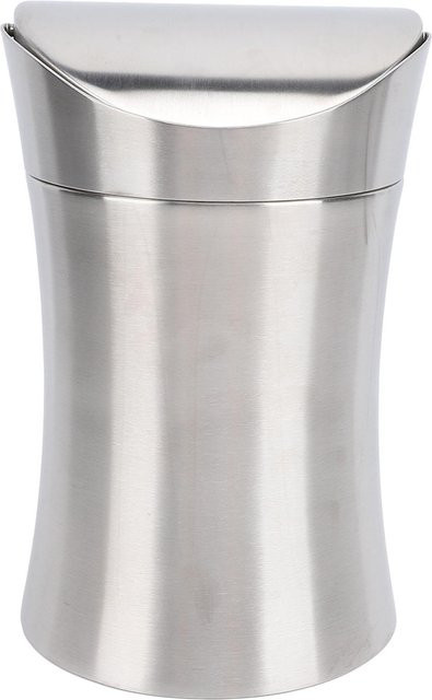 CosyHome Schreibtisch-Mülleimer mit Schwingdeckel aus Edelstahl in Grau - Bild 1