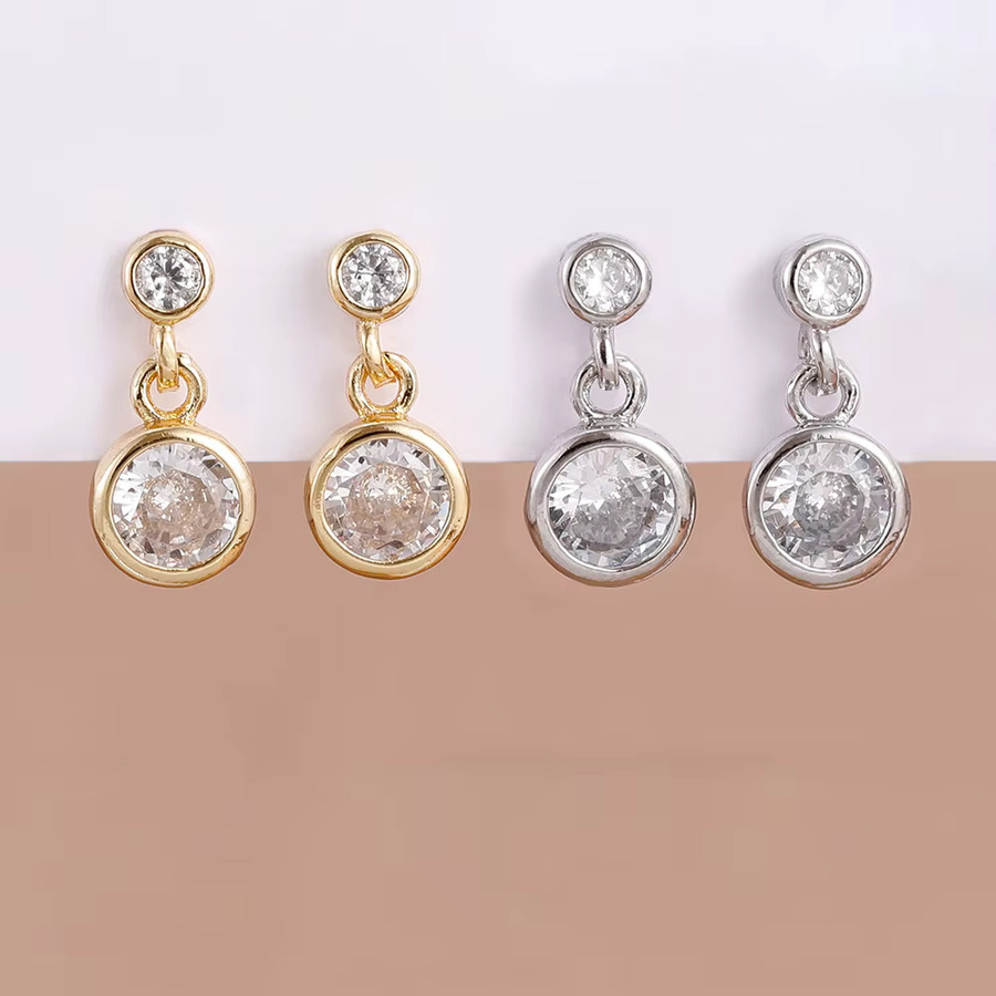 Ohrstecker Tropfen Ohrringe, 14K vergoldet, Zirkonia, Damen - Bild 2