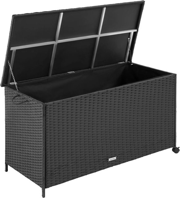tectake Auflagenbox Kuusamo mit Aluminiumgestell und Rattangeflecht in Schwarz, 253 l, B/T/H: 116 x 54 x 64 cm - Bild 2