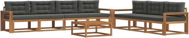 vidaXL 8-teilige Outdoor-Sofagarnitur aus Akazienholz mit Kissen in Anthrazit und Natur - Bild 1