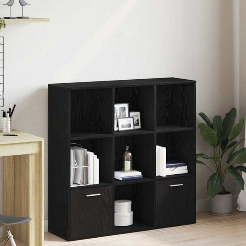 Vidaxl Bücherregal in Schwarz und Eichen-Optik aus Holzwerkstoff, B/T/H: 98 x 29 x 97,5 cm - Bild 1