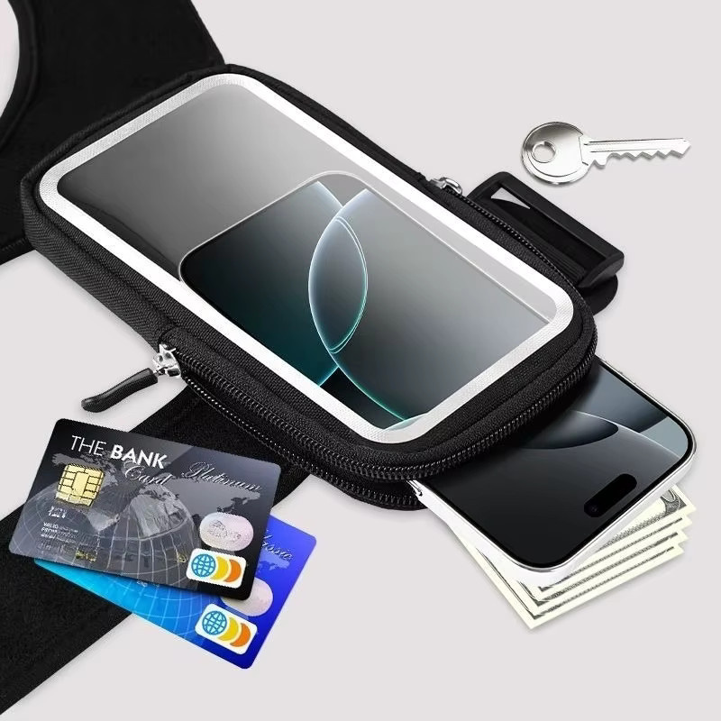 HAISSKY Outdoor Touchscreen Handgelenk Handytasche für iPhone, Samsung und Xiaomi in Schwarz oder Grau zum Radfahren und Fitness - Bild 3