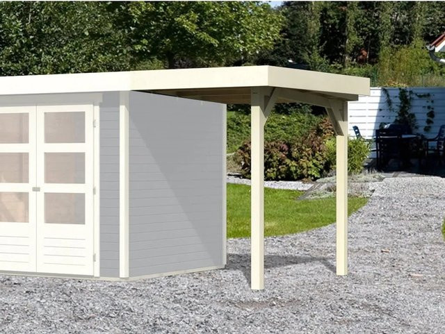 Karibu Anbaudach für Gartenhaus Askola in Elfenbeinweiß - Bild 1