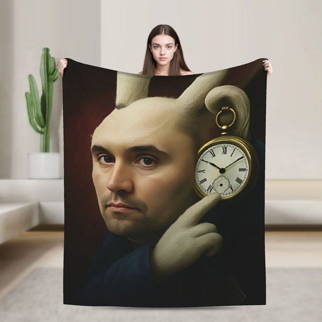 Charlie Kirk Plüschdecke aus Polyester in Schwarz, weiche Flanell-Überwurfdecke für Kinder und Erwachsene - Bild 1