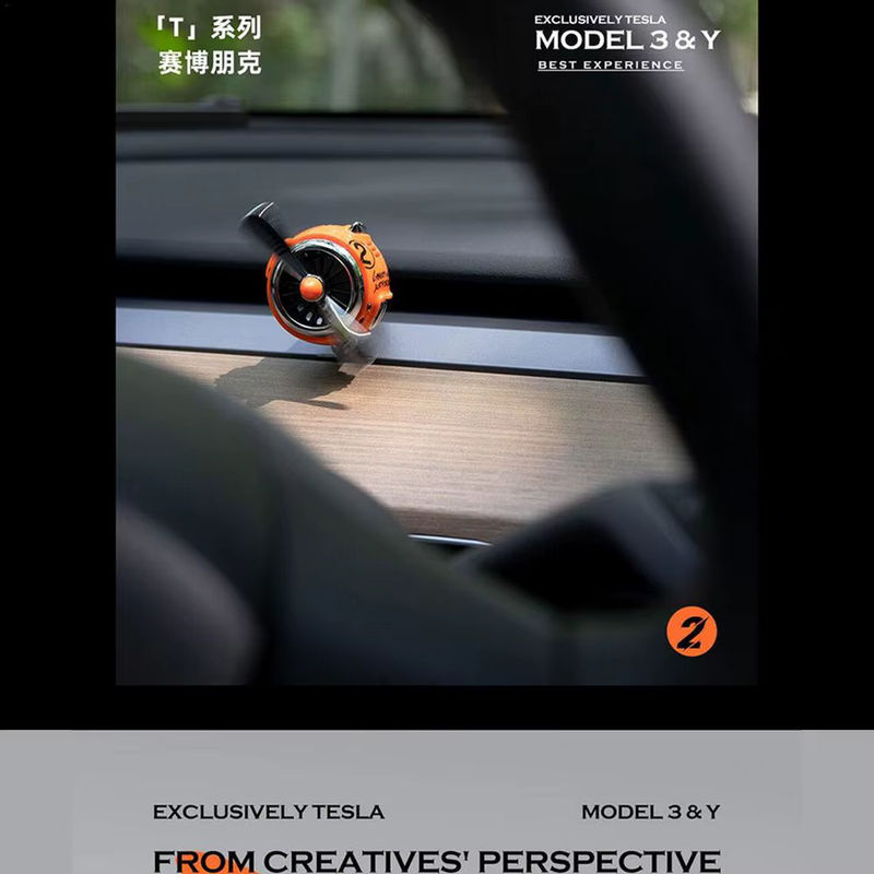 YESPLEASE Auto Duft Diffusor für Tesla Modell 3 und Modell Y mit rotierenden Propellern in Orange - Bild 5