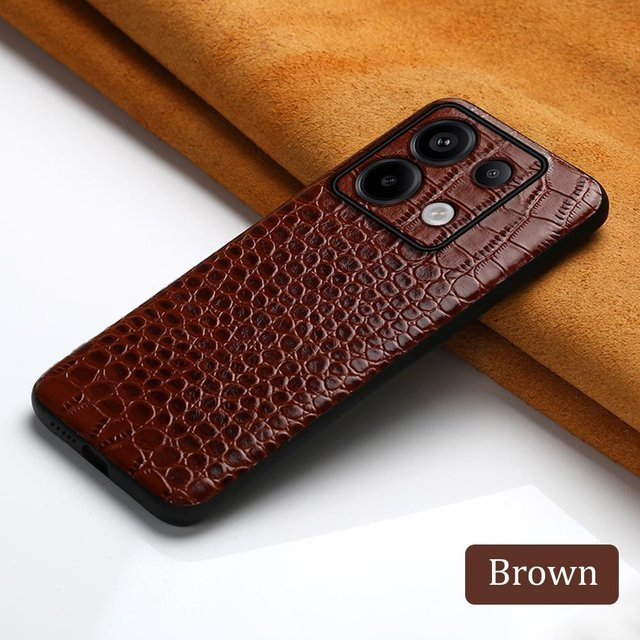 Echte Lederhülle für Xiaomi Redmi Note 13 Pro+ Plus und Poco X6 Pro 5G in Braun - Bild 1