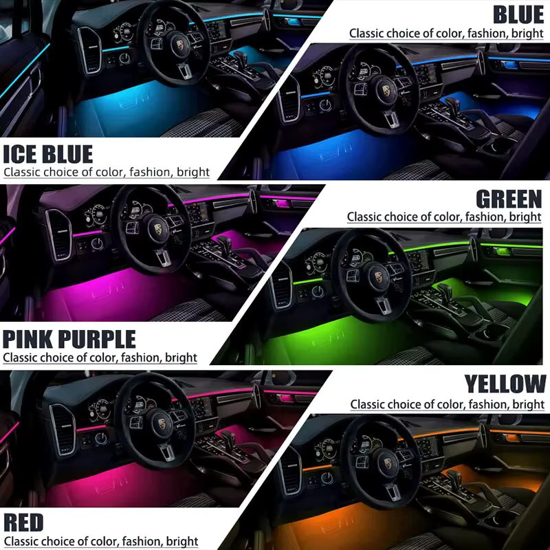 KEVANLY 18-in-1 Auto-Innenraumbeleuchtung mit RGB-LED-Acryl-Faserstreifen in 64 Farben zur Dekoration und Atmosphäre - Bild 2