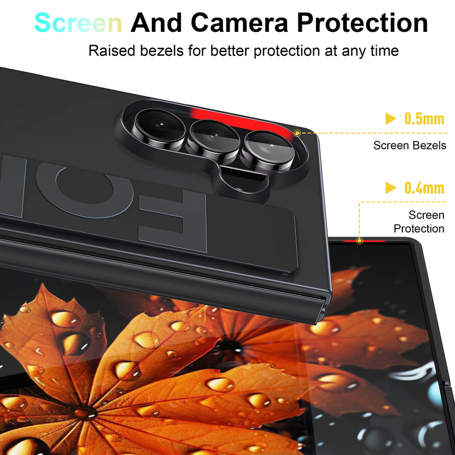 Stoßfeste Samsung Z Fold 7 6 5 4 3 Handyhülle mit Handgelenkschlaufenhalterung und Bildschirmfolie in Schwarz - Bild 4