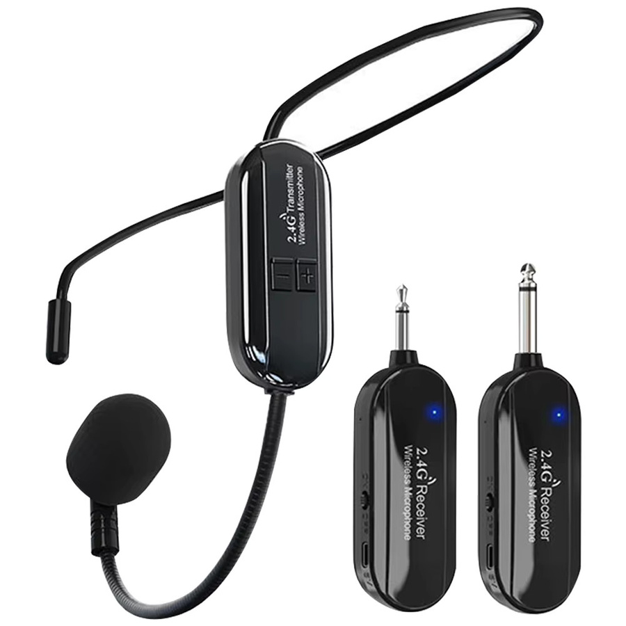 ALLOYSEED 2-in-1 Drahtloses Mikrofon-System mit Kopf- und Handmikrofon, 2,4G Kabellos, Schwarz, 3,5 mm Klinkenanschluss - Bild 2