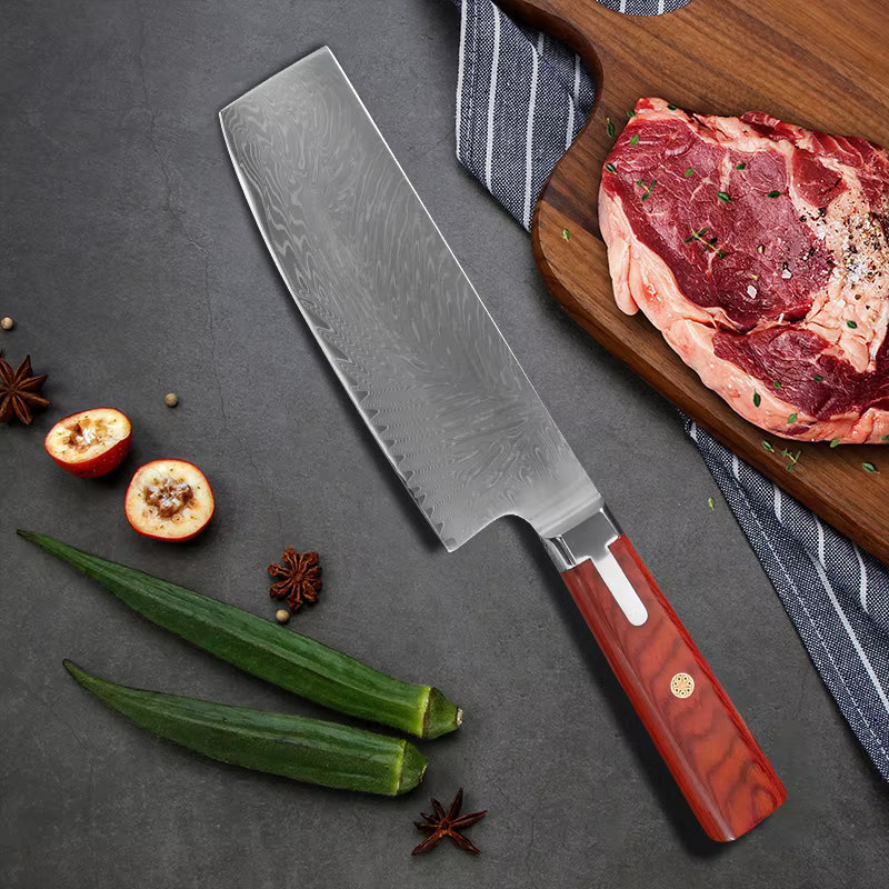 InLeung Damast-Küchenmesser zum Entbeinen, handgeschmiedetes Allzweckmesser mit Holzgriff für Fleisch und Obst - Bild 6