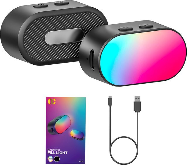 AOCHUAN Magnetisches RGB-Fülllicht für 3-Achsen-Stabilisatoren in Schwarz - Bild 1