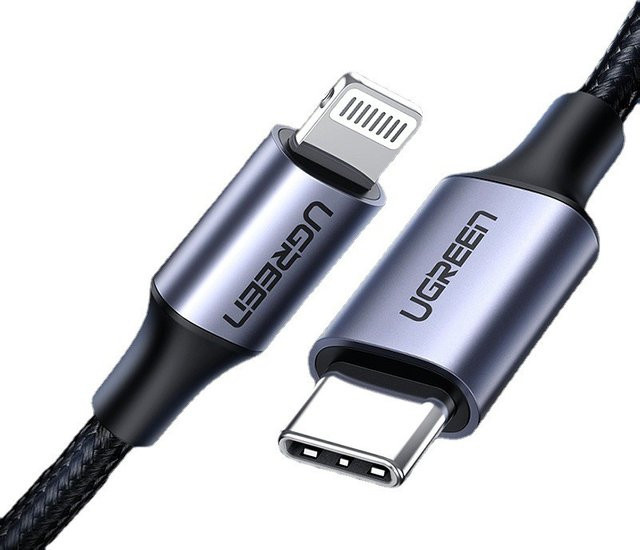Ugreen MFi USB-C auf Lightning Schnellladekabel und Datenkabel für iPhone, 20W PD, Grau - Bild 1