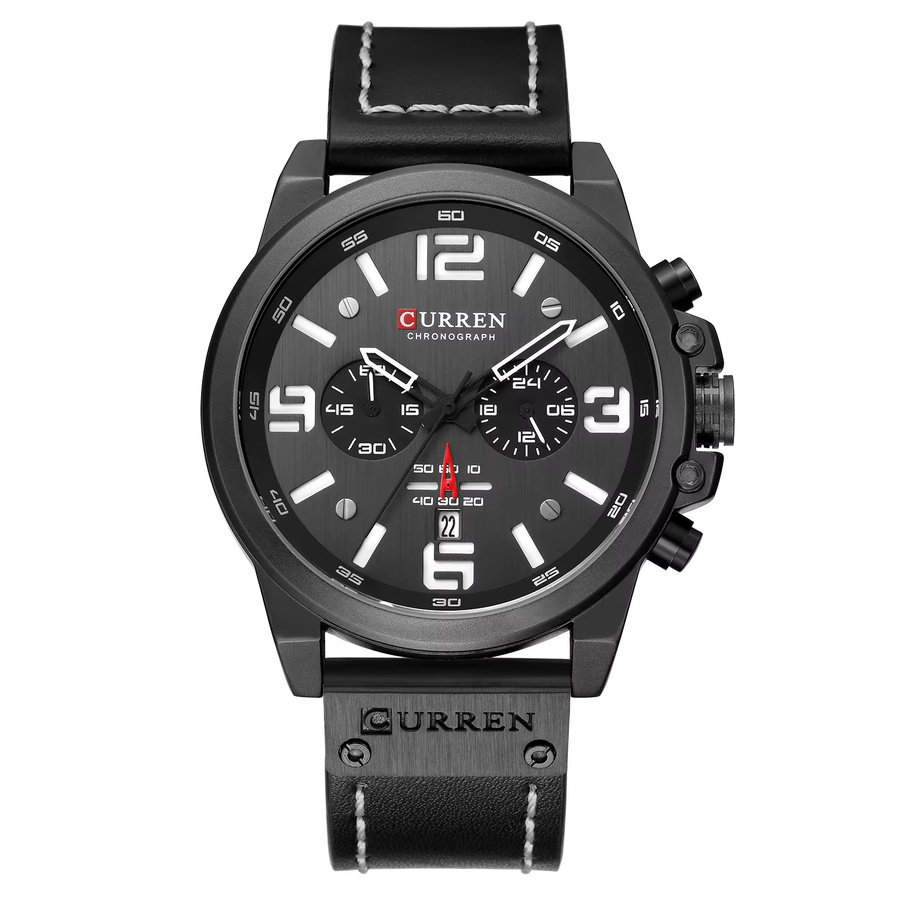 CURREN Armbanduhr, Quarz, Leder, Schwarz, Herren - Bild 2