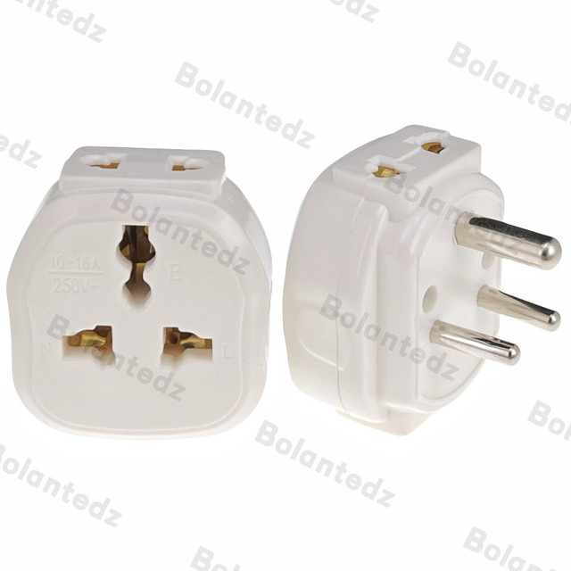 Bolantedz Universal 3-in-1 Reiseadapter für Indien, Pakistan, Südafrika und Japan, Typ D, Farbe: Weiß - Bild 1