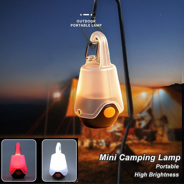 LINYILIGHT LED-Mini-Campinglampe, wiederaufladbare tragbare Taschenlampe mit weißem und rotem Licht, wasserdichtes Notlicht für Outdoor, Camping und Radfahren - Bild 1