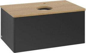 V&B Waschtischunterschrank Antao ohne Frontstruktur, Eiche honig braun lackiert, B/T/H: 80 x 36 x 50 cm - Bild 1