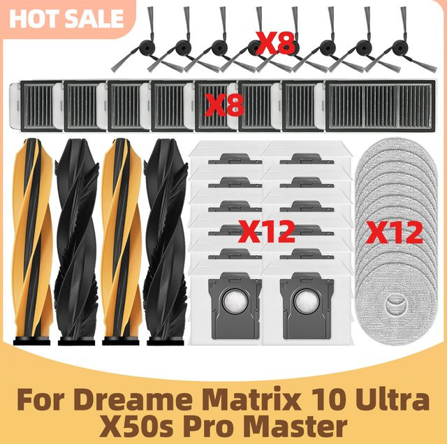 Dreame Zubehör-Set für X50s Pro Master, Matrix 10 und Matrix 10 Ultra mit Hauptbürste, Seitenbürste, Wischmopp-Tüchern und Staubbeuteln in Multicolor - Bild 1