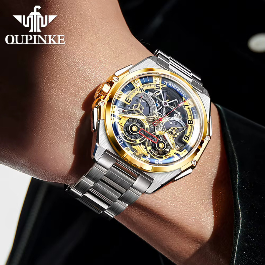 OUPINKE Armbanduhr Skelett, Automatik, Edelstahl, Herren - Bild 3