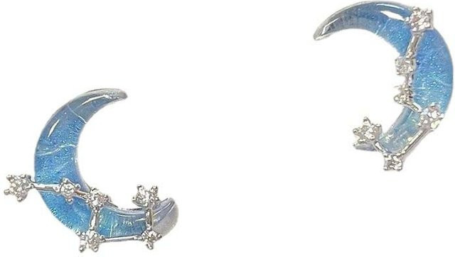 Ohrstecker Stern-Mond, Zirkonia, Zinklegierung, gray, Damen - Bild 1