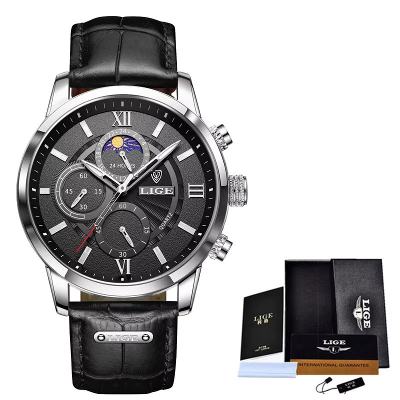 Lige Chronograph, Quarz, Leder, Schwarz, Herren - Bild 6