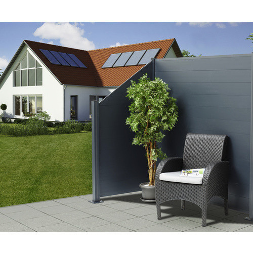 Floraworld Schräg- und Zwischenelement aus Aluminium in Grau mit Lamellen, H: 180 cm, B: 89,6 cm, T: 20 cm - Bild 3