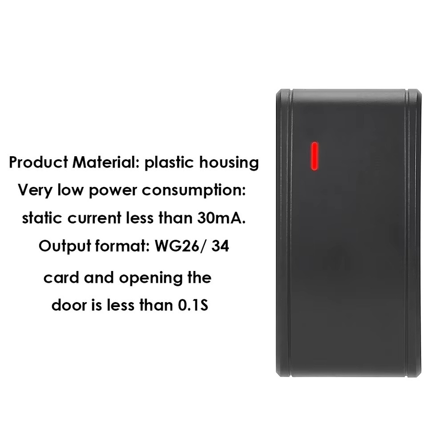 Wasserdichter Dual-Frequenz-Kartenleser von LUCKING DOOR für Zugangskontrollsysteme mit Wiegand 26/34 Ausgang, 125 kHz und 13,56 MHz RFID, Farbe: Schwarz - Bild 2
