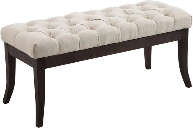 CLP Sitzbank Ramses Chesterfield Polsterbank Stoff Beige mit Holzbeinen B: 100 cm, H: 46 cm, T: 38 cm - Bild 1