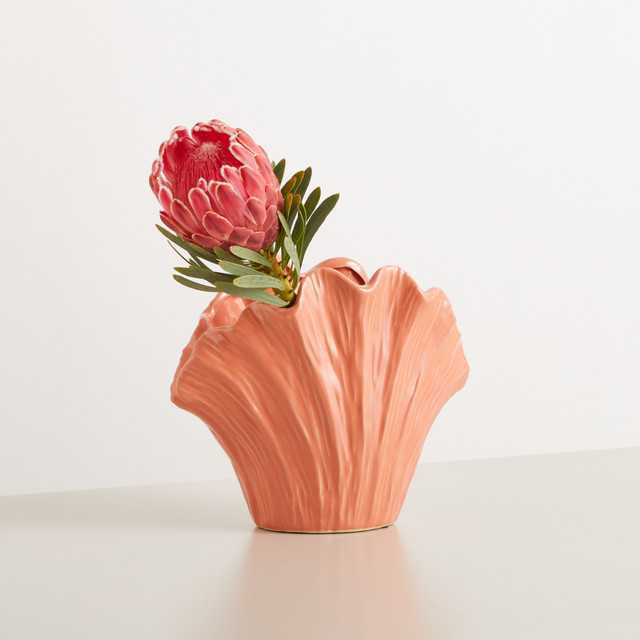 Keramik Vase in Muschelform von BLUME2000 in Rosa, Höhe: 19,5 cm - Bild 1