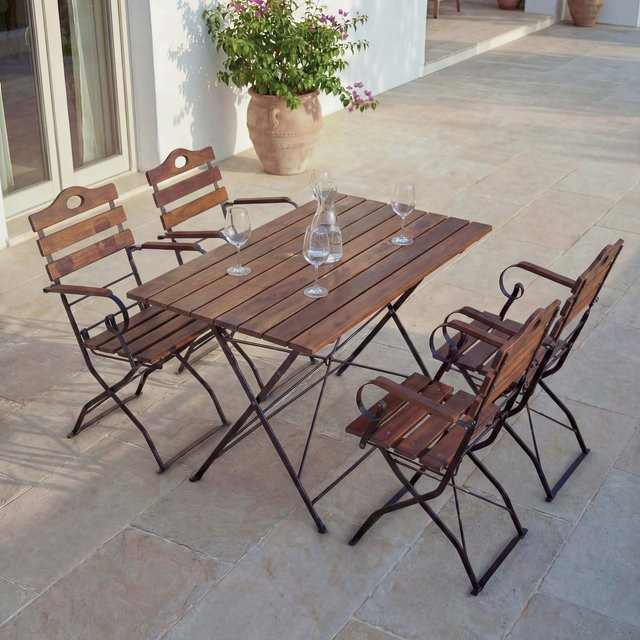 MCW Biergarten-Set J40 aus Akazie mit Klapptisch und Klappstühlen in Braun - Bild 1