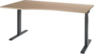 Schäfer Schreibtisch ERGO-T 2.0 Freiform mit T-Fuß und elektrischem Motor, Eiche/Anthrazit, B: 180 cm, T: 100/80 cm, H: 67,5-89,5 cm - Bild 1