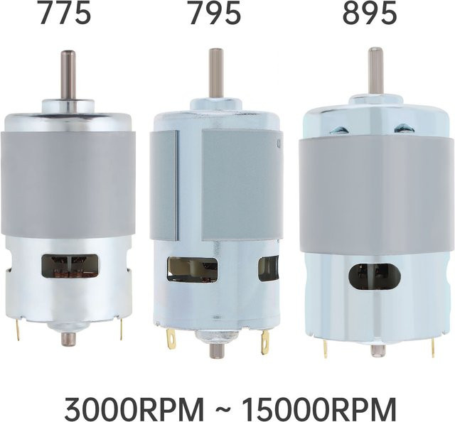 Hochgeschwindigkeits-DC-Motor 775/795/895 für Bohrmaschinen und DIY-Modellautos, 12V/24V, 3000-12000 U/min, mit großem Drehmoment und Kugellager, Farbe: Silber - Bild 1