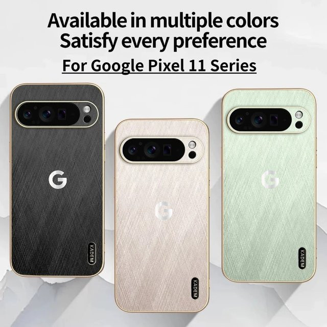 Vergoldetes Lederetui mit Goldfadenmuster für Google Pixel 11 10 9 8 7 6 A Pro XL Magnetische Kabellose Ladehülle in Schwarz und Gold - Bild 1
