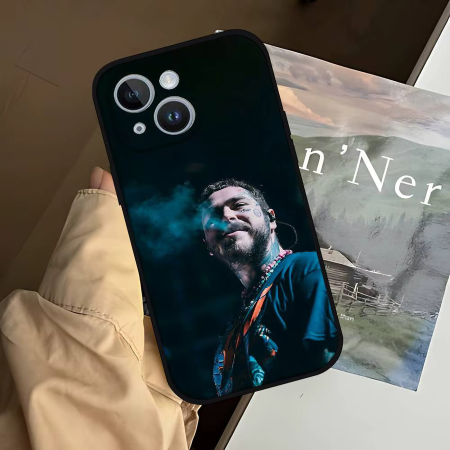 Singer P-Post M-Malone Slim Handyhülle in Schwarz für iPhone 17, 16, 15, 14, 13, 11, X, XR, XS Max, Pro Max, Plus und 13 Mini - Bild 6