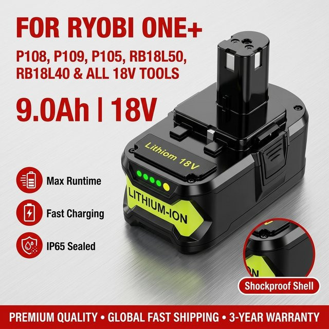 Ryobi 18V ONE+ Lithium-Ionen-Akku 9,0Ah kompatibel mit der P108 RB18L50 Serie - Bild 1